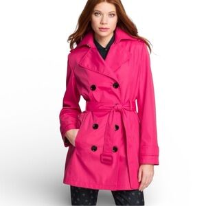 Calvin Klein Fuchsia Double-Breasted Trench Coat